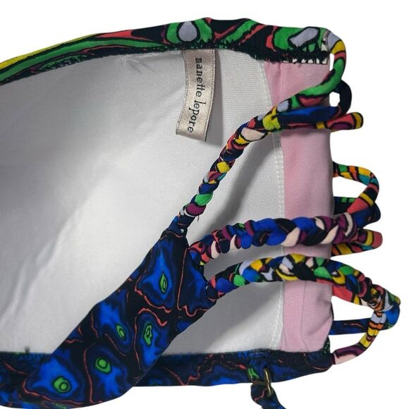 Nanette Lepore Strapless Bikini Boho Multicolor Paisley Print Halter Swimsuit - Picture 7 of 11